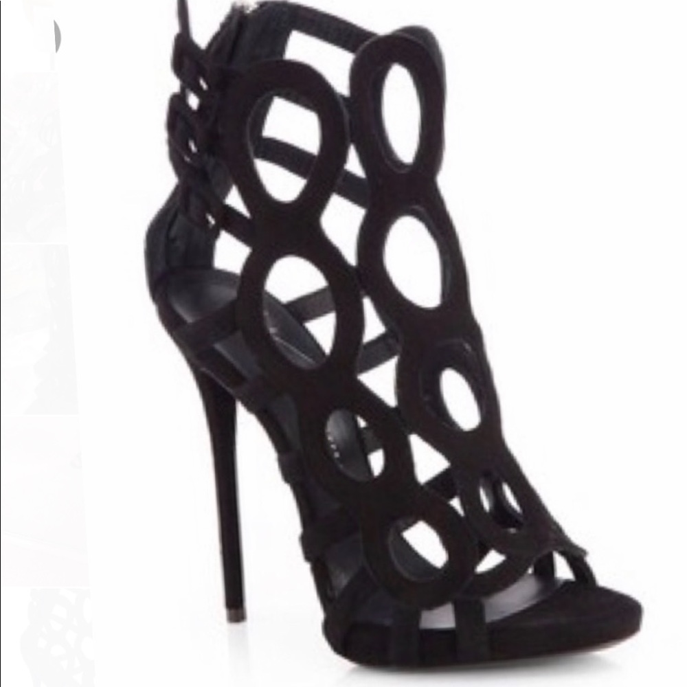 Giuseppe Zanotti black coline cage heels